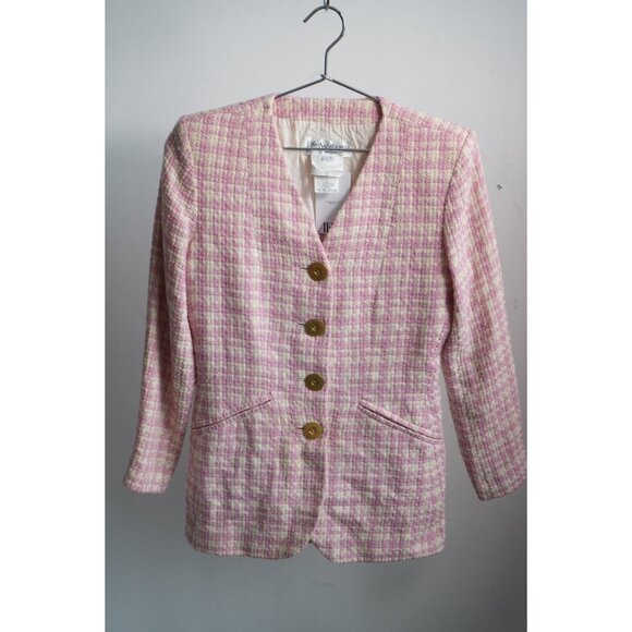Vintage Yves Saint Laurent Button Front Tweed Jacket Pink - Picture 1 of 7